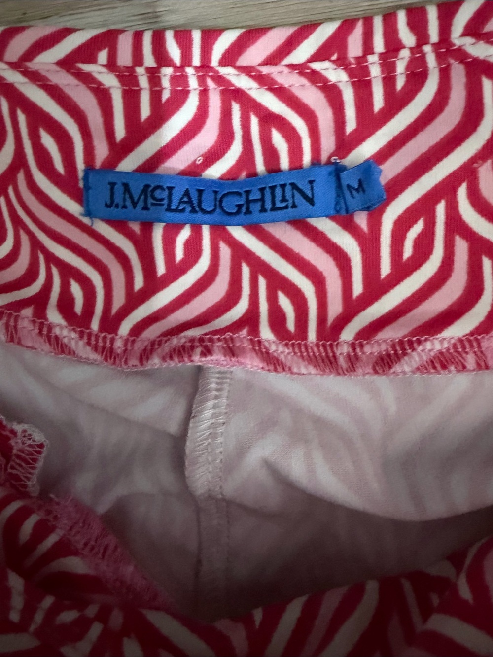 J. McLaughlin Pink and White Geometric Print Leggings Pull On Size M - Picture 3 of 7